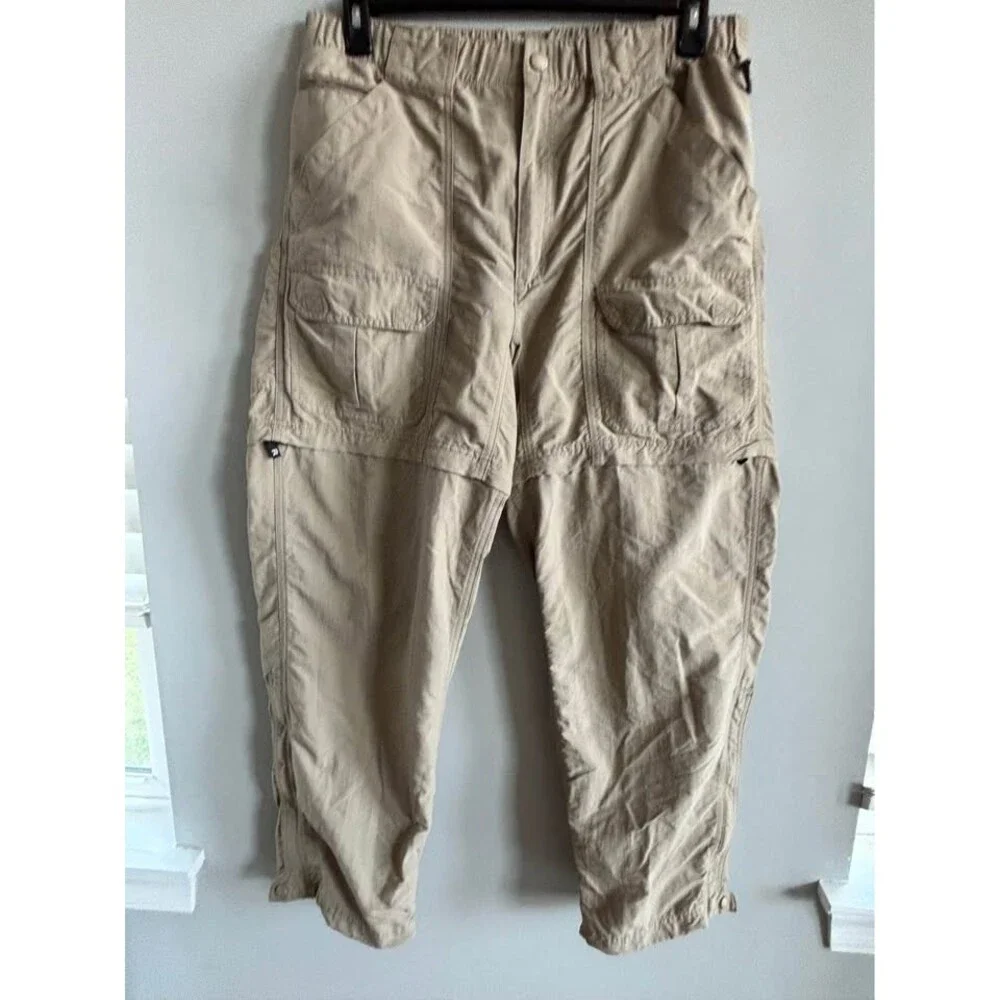 LL Bean Convertible Hiking Pants Khaki Beige Cargo Zip Off Shorts Womens 16